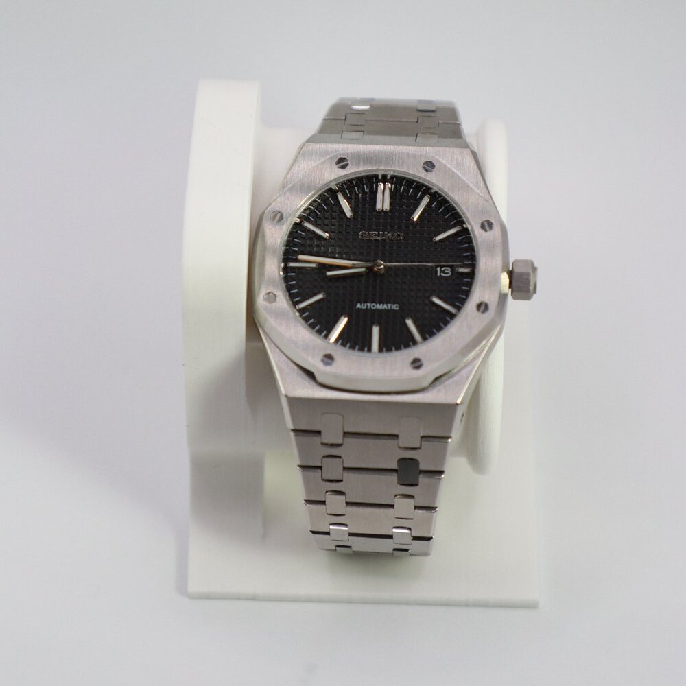 Royal Oak Style Seiko Mod | Stainless Steel | Black Waffle Dial | NH35 Automatic